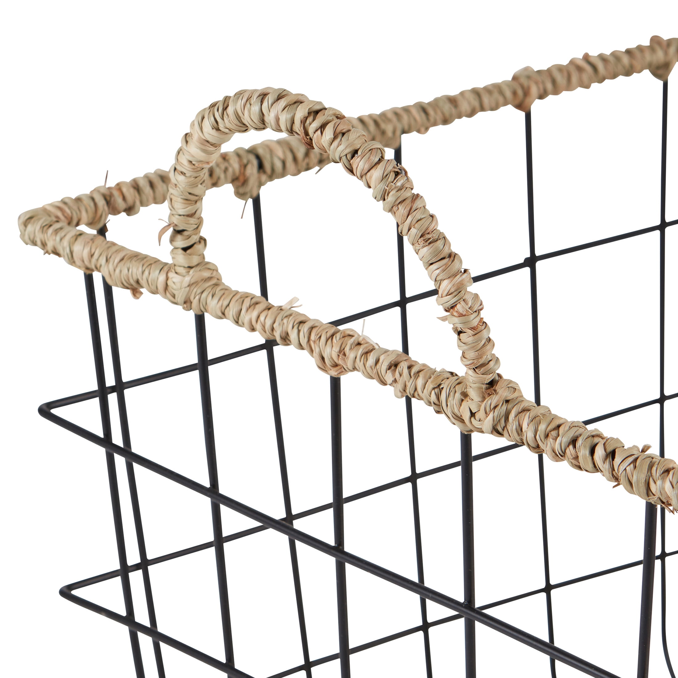 Better Homes & Gardens Natural Living Line Woven Seagrass, Wire Decorative Baskets, Handles, Set of 2
