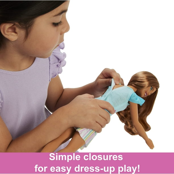 Barbie Doll for Preschoolers, Brunette, My First Teresa Doll, Kids Toys and Gifts, Plush Bunny, Accessories, Soft Poseable Body Barbie -