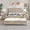 Beige, variant on Solid Wood Bed Frame,Queen Platform Bed Frame with Headboard,Tall Headboard Natural Wood Bed ,No Box Spring Needed,Walnut