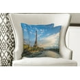 thumbnail image 4 of Ambesonne Eiffel Tower Throw Pillow Cover 2 Pack, Sun Eiffel Tower, 18", Yellow Green Blue, 4 of 6