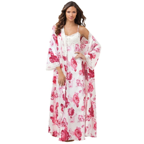 Amoureuse Women's Plus Size The Luxe Satin Long Peignoir Set Pajamas ...