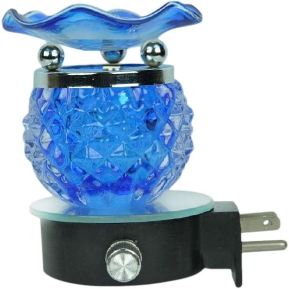 Blue Faux Crystal Night Light Aroma Plug in Oil Warmer with Fragrance Oil