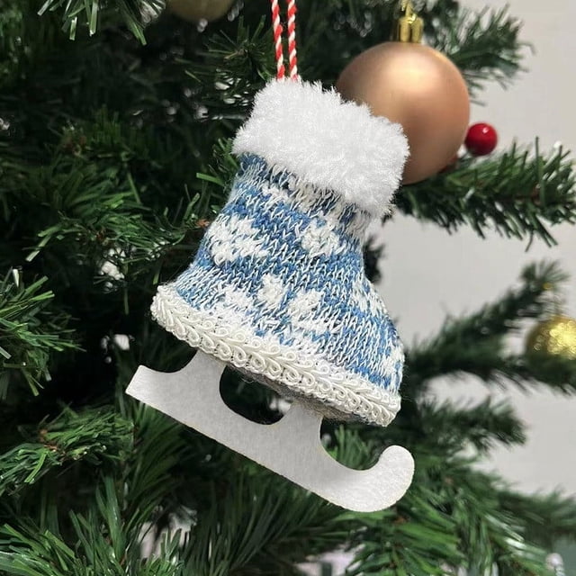 Colgante de Navidad Ganfancp Zapatos de Patinaje de Punto de Felpa