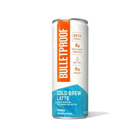 Ready-To-Drink Coffee with Collagen, Vanilla Latte, 8Oz Can, Bulletproof