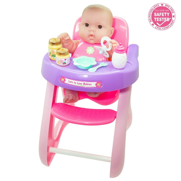 JC Toys, Lots to Love Babies 14 inches Baby Doll with High Chair and