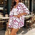 thumbnail image 6 of Costeam Womens Abstract Print Two Piece Beach Set Short Sleeve Button Down Shirt and Drawstring Waist Shorts Lightweight Flowey Fabric Side Pockets Relaxed Loose Fit Summer Casual Outfit, 6 of 9
