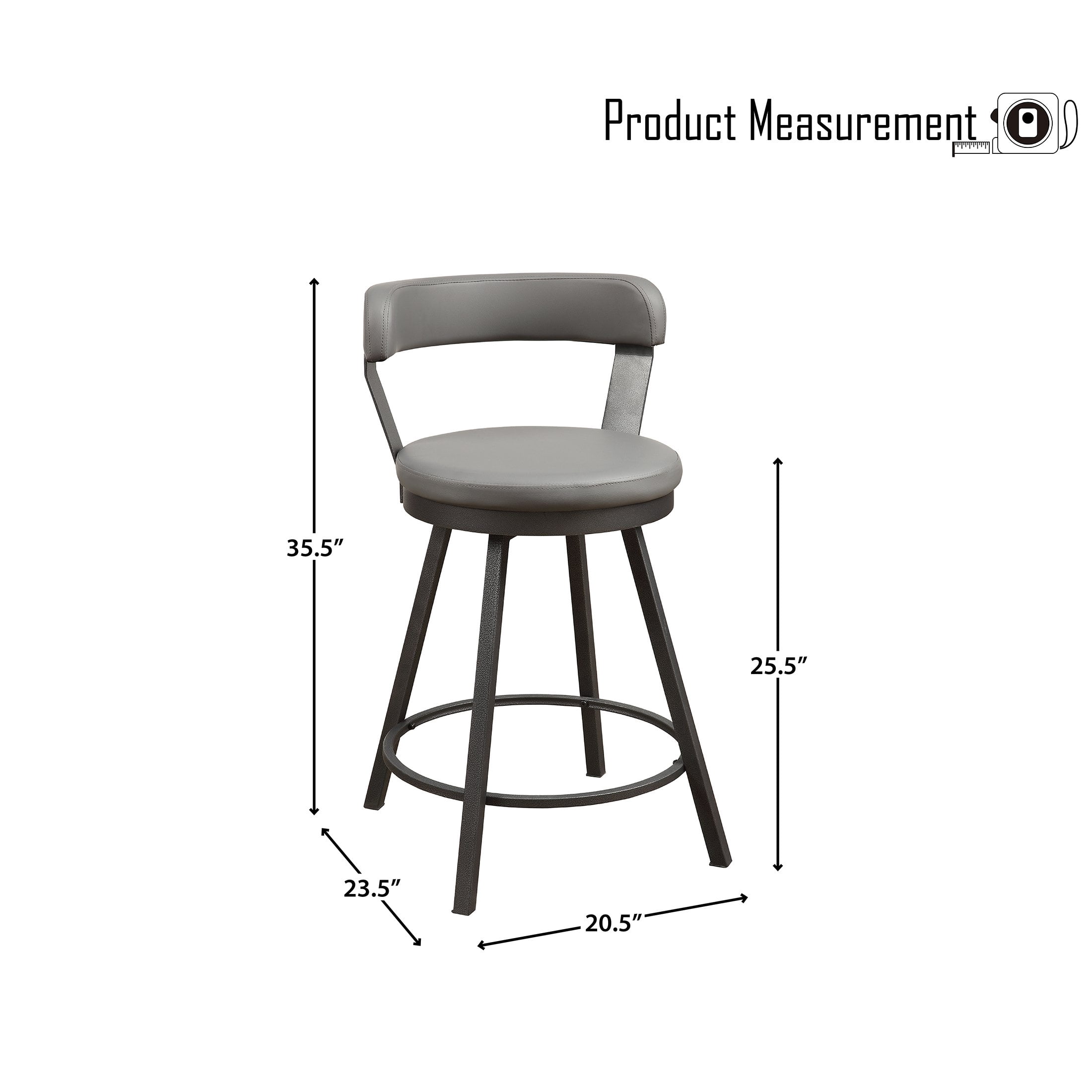 OakvillePark Belmar Swivel Counter Height Barstool (Set of 2), Gray