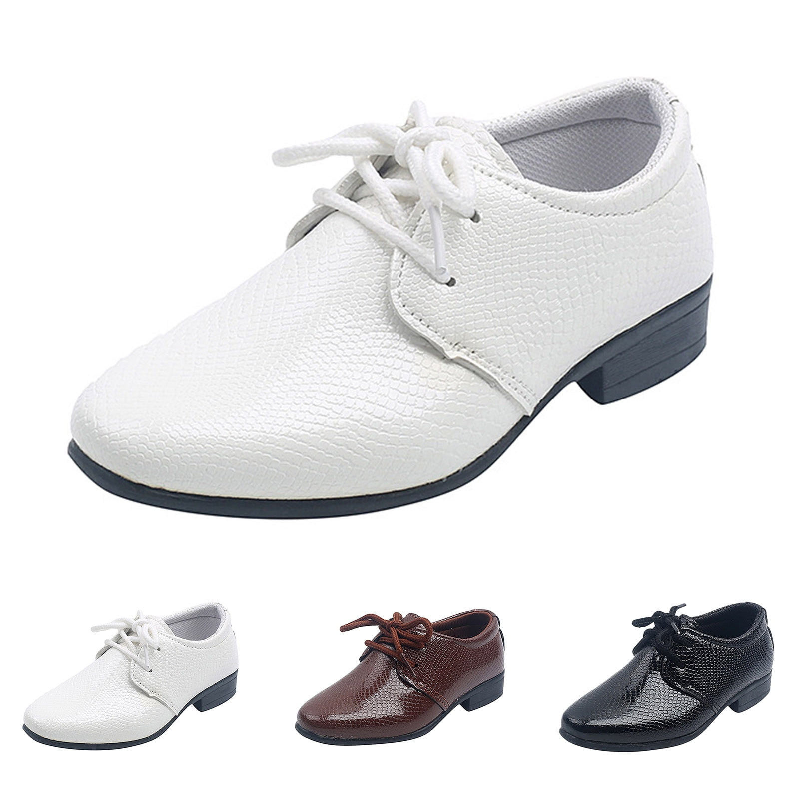 nsendm Boys Shoes Big Kid Male Kids Training Shoes Children Boys Leather Shoes Soft Leather Performance Lace Up British Style Youth Shoes High Tops White 1 Walmart