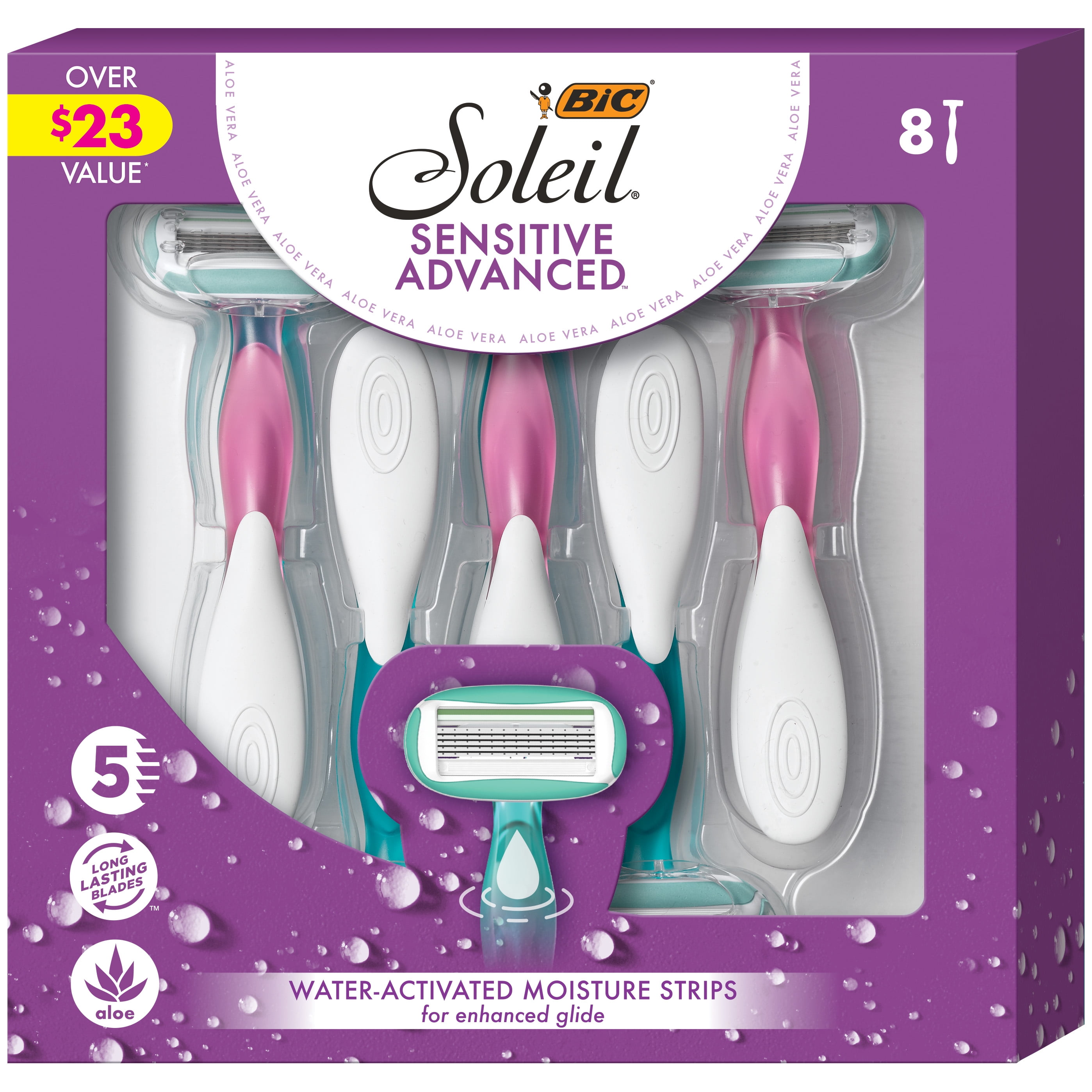 BIC Soleil Sensitive Advanced Women's 5 Blade Razor, 8 Count - Gift Set in  Multicolor