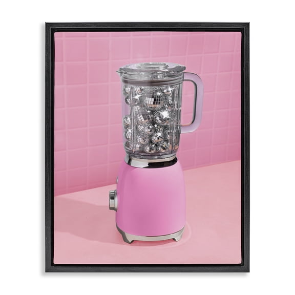 Stupell Industries Contemporary Disco Drink Blender over Pink Black Floating Frame Canvas Art, 17 x 21, by LISH Creative