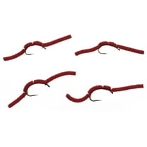 Cortland Fairplay Red San Juan Worm Fishing Flies, Size 10, 4 Pack, 709379