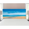 thumbnail image 1 of Beach Headboard, Wooden Path over a Sand Dune Secret Paradise Beach for Recreation and Clam Photo, Upholstered Decorative Metal Bed Headboard with Memory Foam, Full Size, Cream Blue, by Ambesonne, 1 of 4