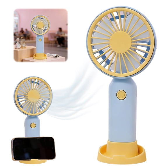 Clearance Under $5 | 3 Speed USB Rechargeable Portable Handheld Fan, Quiet 2-In-1 Desktop Pocket Cooling Fan For Home Outdoor Travel For Men Women(Blue)
