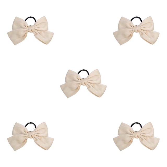 Bandeau Grand pour Cheveux, Pince à Ressort, Nœud Réglable, Multicolore, Sans Accroc, Porte-Queue, Épingles à Cheveux, Chouchous pour Filles, Beige, 5Ensemble