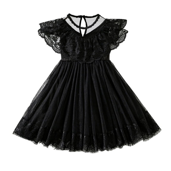 Wxolcjlv Elegant Dresses For Girls Toddler Fly Sleeve Holiday Party Clothes Lace Dance Party Dresses Vintage Fashionable,2-6Y