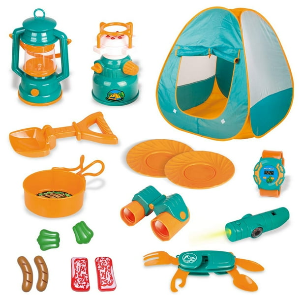 18 Piece Kids Camping Gear Set With Pop Up Play Tent Walmart Com Walmart Com