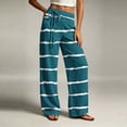 thumbnail image 6 of Karymi Summer Outfits Irregular Horizontal Striped Straight Leg Long Pants, Drawstring High Waist Decor Tie Front Trousers with Side Pockets Biker Shorts Women, 6 of 6