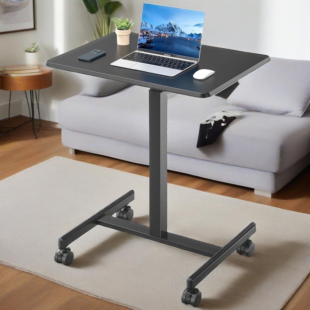 JOINSUN Laptop Stand with Rollable Wheels, Height Adjustable for Study, Office and Classroom, Black