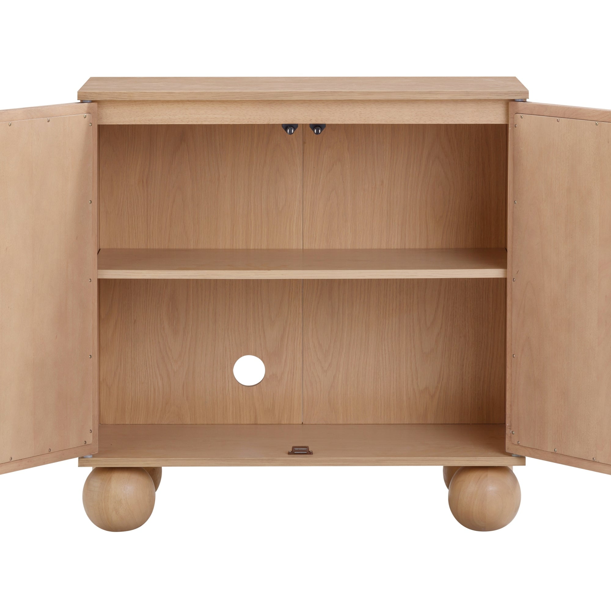 Nathan James Leah Boho Entryway Storage Cabinet or Sideboard Cabinet for Kitchen or Living Room with Ball-Style Feet, Natural Seagrass Door Fronts and Solid Wood Legs, Raw Oak