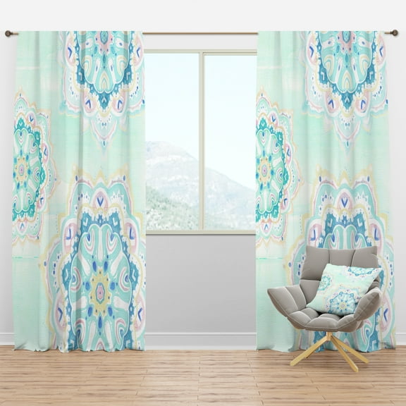 Designart 'Watercolor Blue mandalas V' Traditional Curtain Panel