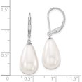thumbnail image 4 of Sterling Silver S Majestik Rh-Pl 10X18mm Teardrop Wht Imitat Shell Pearl Earrings (18 X 10) Made In Canada qmjet10w, 4 of 5