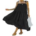 thumbnail image 1 of PENGXIANG Femmes d'Été Spaghetti Sangle Longue Maxi Robe Haut Bas Robe à Volants Étagée en Vrac Plage Fluide Robe Longue Abricot XL, 1 of 5