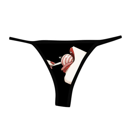 

Rovga Women Underwear Female Print Panty Red Breathable Thongs 1 Pcs