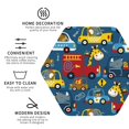 thumbnail image 3 of Junzan Vehicles Cartoon with Funny Drivers Print Coasters for Drinks - Leather Coasters Set of 4 for Coffee Table for Housewarming/Kitchen/Bar/Decor -Hexagon, 3 of 6