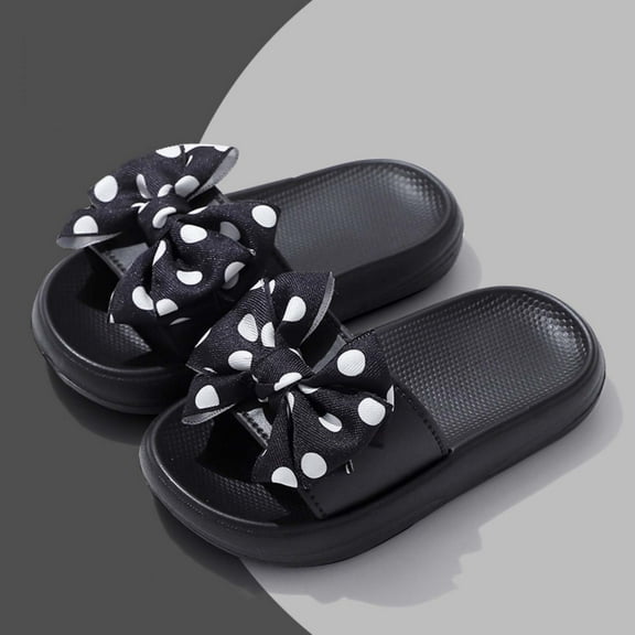 Delliss Summer Toddler Slipper Unisex Slide Sandals Beach Slides Pool Shower Flip Flops Slippers with Bownot