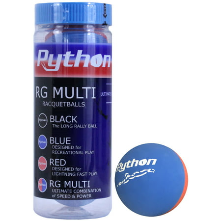 Python 3 Ball Can RG Multi Colored Racquetballs (Endorsed by Racquetball Legend Ruben