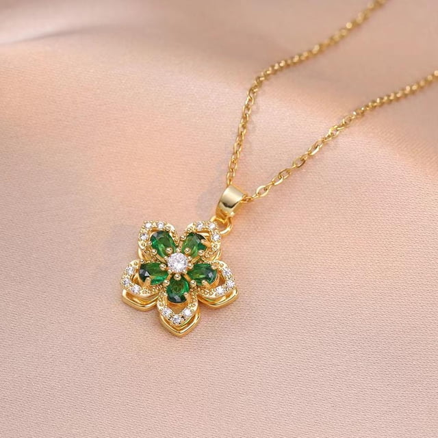 SGACAI Collar de lujo ligero de alta moda con flor de Bauhinia giratoria y flor de circón F3