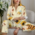 thumbnail image 6 of Balery Watercolor Bee Honey Honeycomb Bee Pattern Pajama Sets for Women Long Sleeve 2 Piece Sleepwear Loungewear Sets Soft PJ's with Pockets Long Sleeve Comfy Pj Sets-XX-Large, 6 of 7