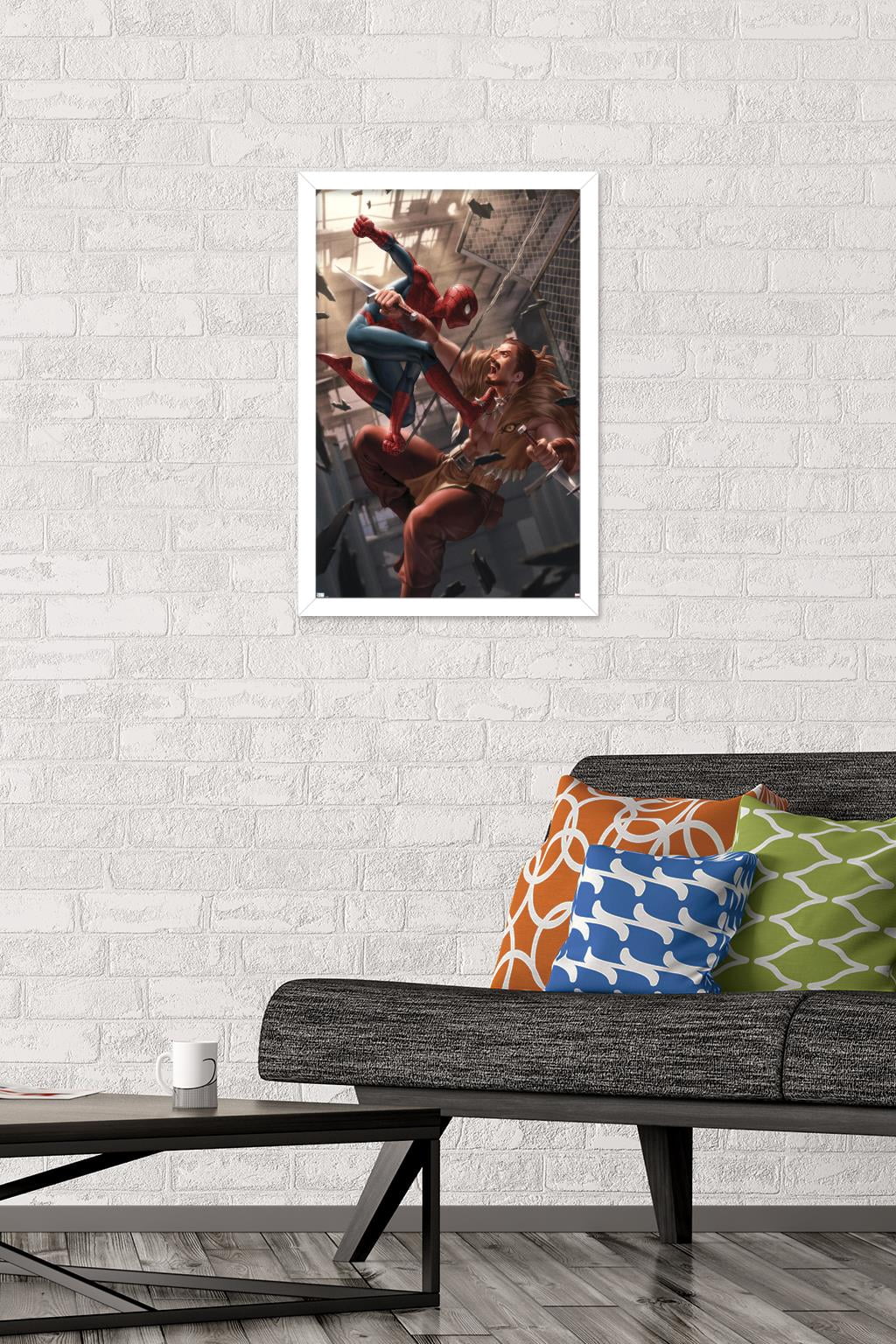 Marvel Comics - Spider-Man - Battle with Kraven Wall Poster, 14.725" x 22.375", Framed