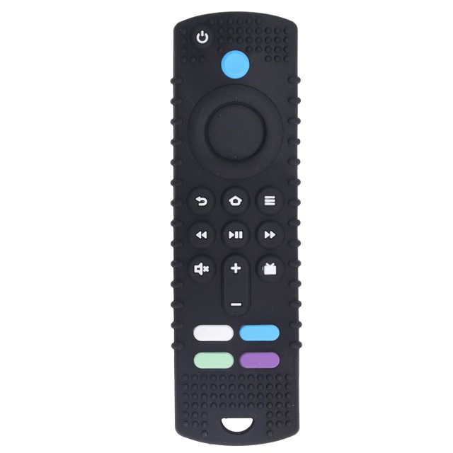 Mordedor para bebé con control remoto, alta simulación, varios botones, masaje de encías, mordedor de silicona suave, juguete negro