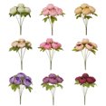 thumbnail image 4 of Toystoory 7 cabezas de peonía artificial flor floral boda fiesta decoración de flores falsas Flores artificiales morado oscuro, 4 of 6