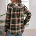 thumbnail image 6 of Womens Notch V Neck T-Shirts, Long Sleeve Shirts for Women Fall Fashion Plaid Printed Button Up Dressy Blouses, 6 of 6