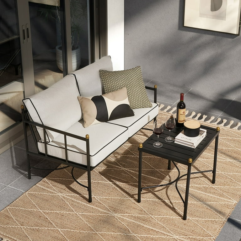 Mopio Odelia Outdoor Coffee Table Small Metal Patio Side Table End Table