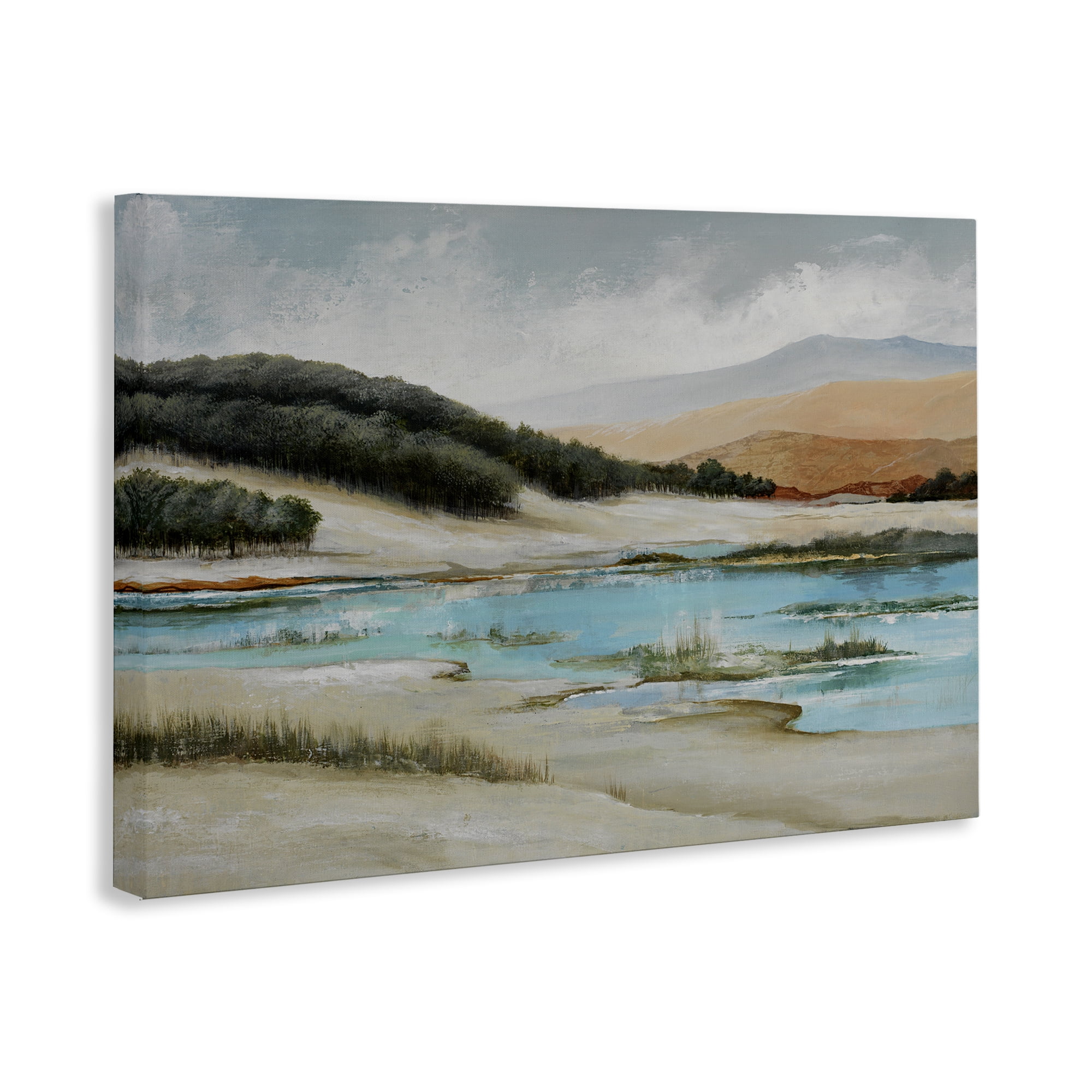 Stupell Industries River's Edge Landscape Landscape & Nature Painting Wrapped Canvas Art Print Wall Art, 45 x 30