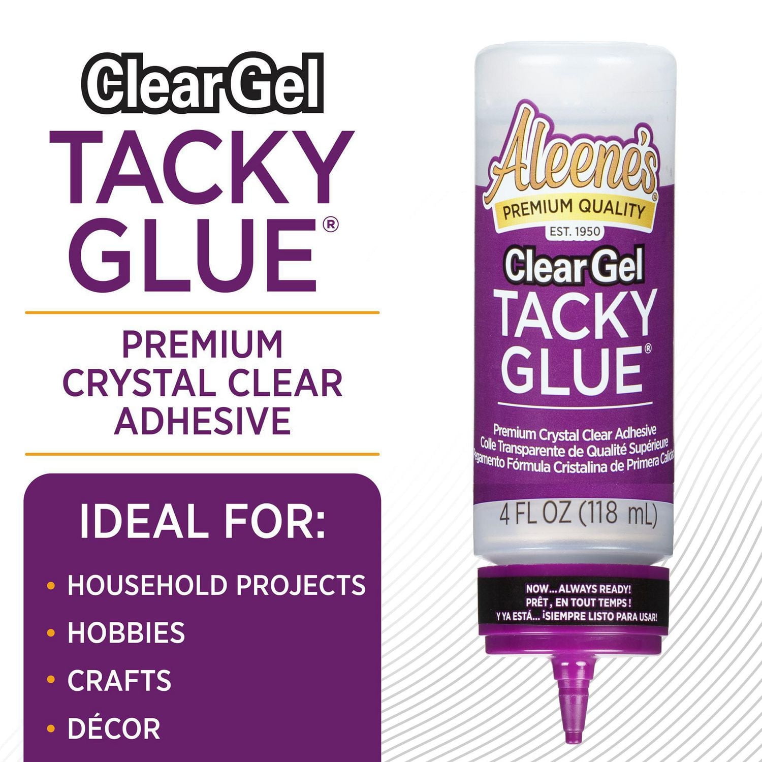 Aleene's ClearGel Tacky Glue Premium All Purpose Adhesive 4 fl. Oz., Glue for Crafts in Always Ready Bottle, Nontoxic, Applies and Dries Clear