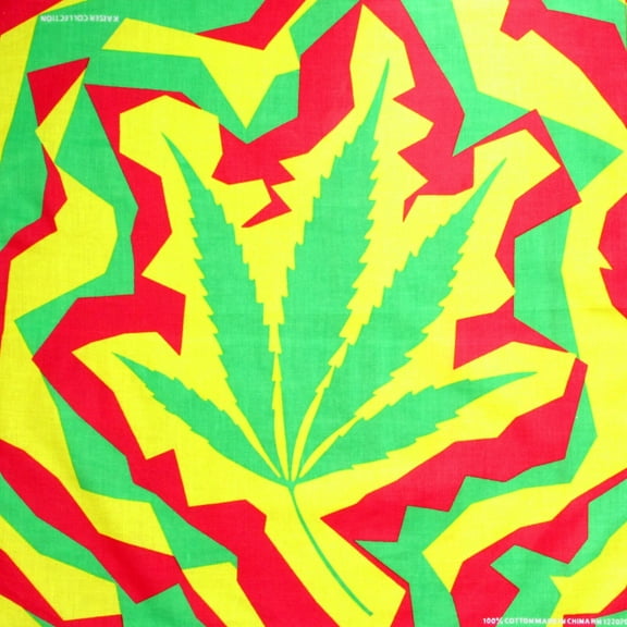 Funky Weed Potleaf Print Designs Cotton Bandana (22 inches x 22 inches)