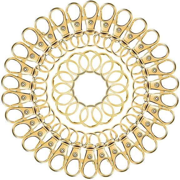 100Pcs Lobster Claw Clasps, Gold Swivel Snap Hooks with Key Rings, Keychain Clip Hooks, Key Chain Rings for Lanyard Clip Jewelry Making Crafts, Gold