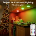 thumbnail image 2 of JJEAN-LED Puck Lights with Remote Control, Wireless Under Cabinet & Closet Lighting, RGB 13 Color Changing Lights with Dimmer, Timer & AA Battery Operated, Push, Touch, Stick on for Night, White, 6 P, 2 of 4