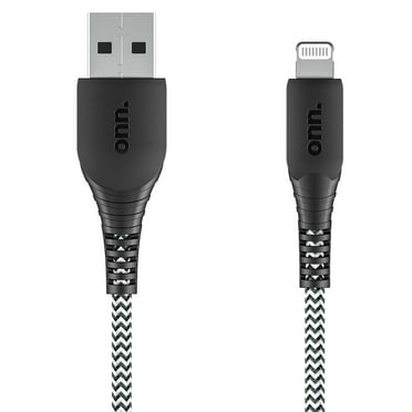 Onn. 3 FT./0.9 m Lightning to USB-A Braided Cable