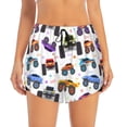 thumbnail image 3 of Uemuo Cartoon Monster Trucks1 Pattern Women's Athletic Shorts High Waisted Running Shorts with Liner Pockets Gym Elastic Workout Shorts-Small, 3 of 9