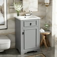 thumbnail image 5 of Harper & Bright Designs 20" Small Bathroom Vanity Sink Combo with Drawers, Bathroom Floor Cabinet with Shelf and Soft Close Door, Gray, 5 of 13