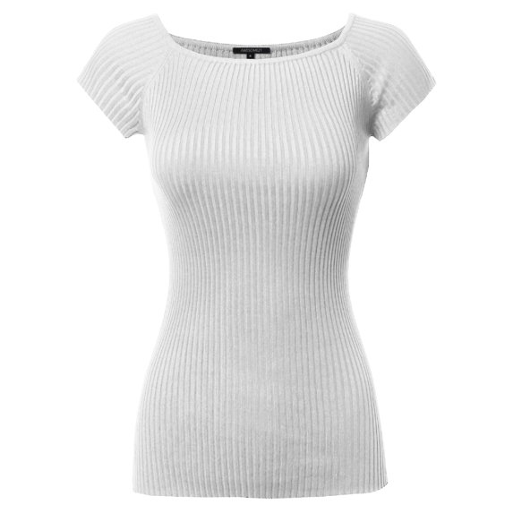 FashionOutfit Women's Basic Ribbed Off The Shoulder Top