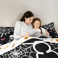 thumbnail image 5 of Manfei Cartoon Skeleton Child Bedding Comforter Set 7pcs, Black White Halloween King Bedding Sets, Spider Web Bat Reversible Bed Sheets, Ultra Soft Home Decor, 5 of 8