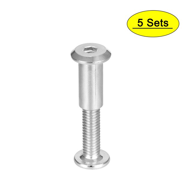 Unique Bargains Hex Socket Screw Post Binding Bolts Leather Fastener, M6x25mm, Stainless Steel, 5 Sets