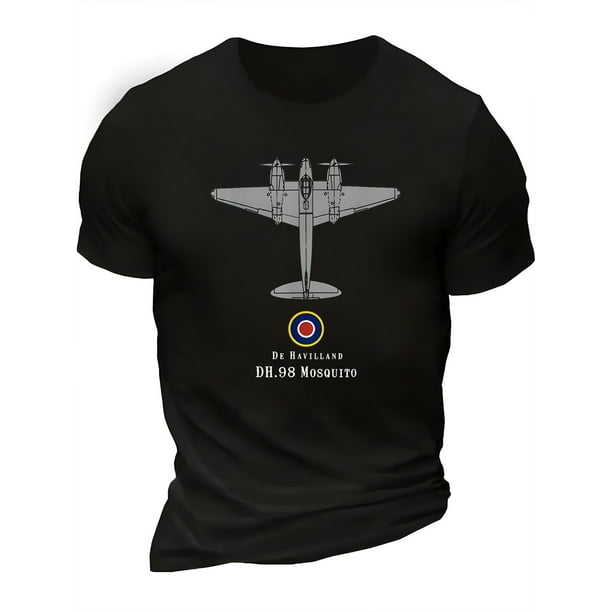 Men's Casual Crew Neck T-Shirt with Unique Airplane Print - Breathable Cotton, Machine Washable - Perfect for Summer, Casual Sporty Tee, Summer Gifts
