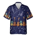 thumbnail image 3 of Camisa hawaiana con estampado 3D de ukelele para hombre, camisas hawaianas con patrón de instrumento musical, blusas holgadas de verano, blusas con solapa de calle, 3 of 5